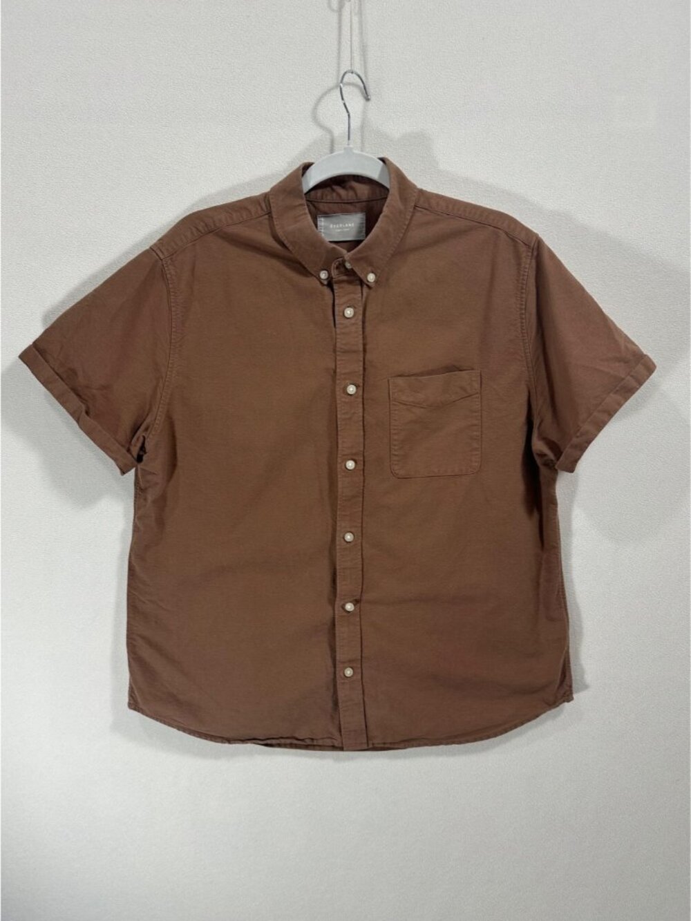 Everlane Brown 100% Organic Cotton Button Down Short Sleeve Large